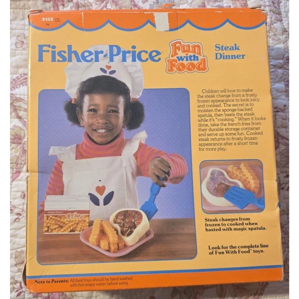 Vintage Fisher Price Fun with Food Steak Dinner Set COMPLETE With Box